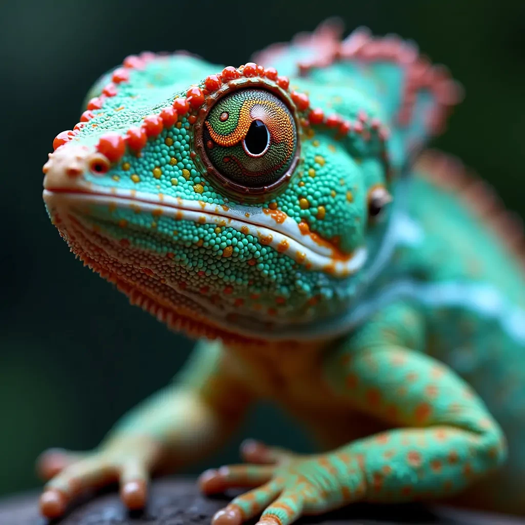 Chameleon lizard, realistic, ultra detailed, close up shot, 8k