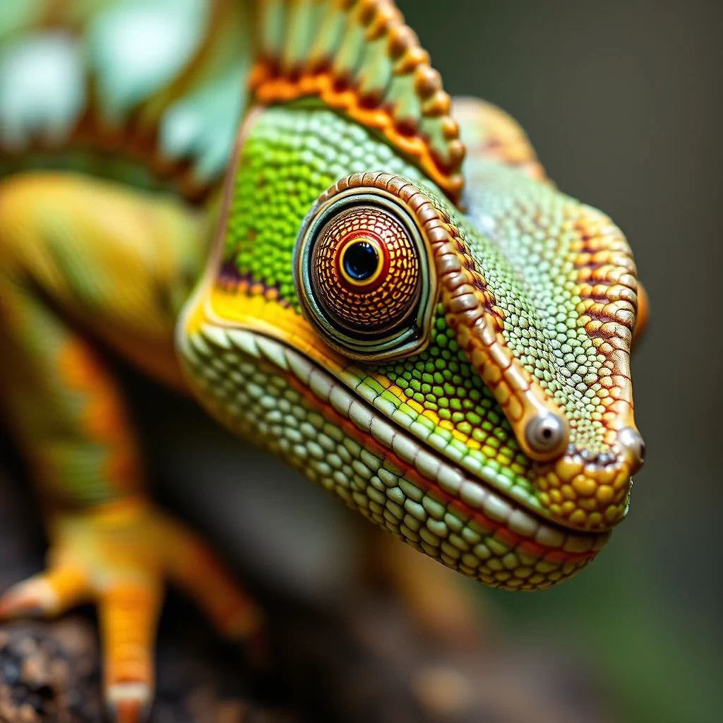Chameleon lizard, realistic, ultra detailed, close up shot, 8k