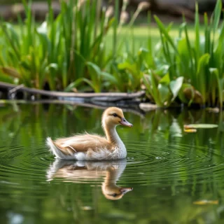 Duckling in the pond